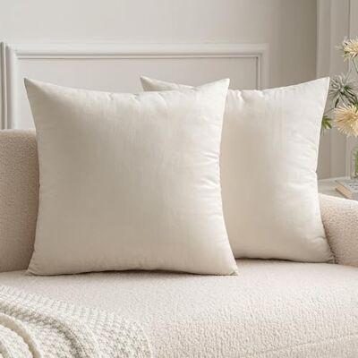 MIULEE Funda de almofadas de Natal de veludo, capas de sofá, capa de almofada decorativa para cadeira, cama, quarto, dormitório, sala, sala de estar, escritório, 2 peças, 40 x 40 cm, branco creme MIULEE Funda de almofadas de Natal de veludo, capas de sofá, capa de almofada decorativa para cadeira, cama, quarto, dormitório, sala, sala de estar, escritório, 2 peças, 40 x 40 cm, branco creme