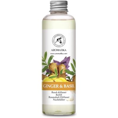Trust Recarga do difusor gengibre e manjericão 200 ml, difusor de aromas, com óleo essencial de gengibre, enchimento difusor difusor aromático, ambientador, difusor perfumado Trust Recarga do difusor gengibre e manjericão 200 ml, difusor de aromas, com óleo essencial de gengibre, enchimento difusor difusor aromático, ambientador, difusor perfumado