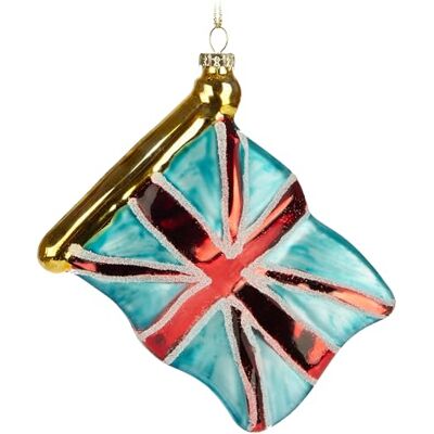 BRUBAKER Bandeira da Grã-Bretanha bola de Natal de vidro pintado à mão ornamento de 10 cm bandeira do Reino Unido Inglaterra ornamento de árvore de Natal soprada à boca figura pendente BRUBAKER Bandeira da Grã-Bretanha bola de Natal de vidro pintado à mão ornamento de 10 cm bandeira do Reino Unido Inglaterra ornamento de árvore de Natal soprada à boca figura pendente