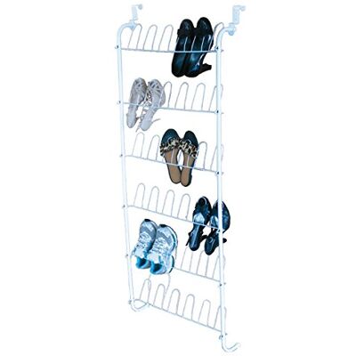 MSV Guarda sapatos para portas, 18 pares, metal, prateado, 0,1 x 15 x 56 cm MSV Guarda sapatos para portas, 18 pares, metal, prateado, 0,1 x 15 x 56 cm