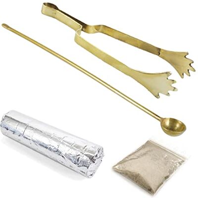 NKlaus 4 unidades conjunto 14 cm pinças de incenso em ouro colher de incenso carvão de incenso 40 g areia de incenso 40674 NKlaus 4 unidades conjunto 14 cm pinças de incenso em ouro colher de incenso carvão de incenso 40 g areia de incenso 40674