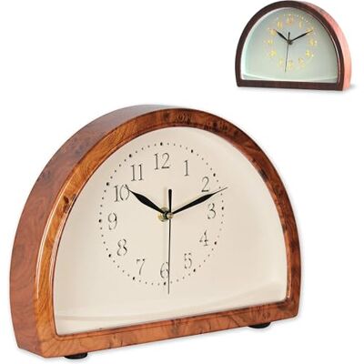 FISHTEC SOLDELA Relógio de mesa estilo retro relógio despertador analógico com ponteiros clássicos silencioso e sem Tic TAC luz LED com pressão simples design de madeira 26 cm FISHTEC SOLDELA Relógio de mesa estilo retro relógio despertador analógico com ponteiros clássicos silencioso e sem Tic TAC luz LED com pressão simples design de madeira 26 cm