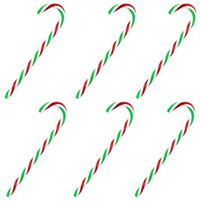 TRIXES Bastão de doces vermelho, branco e verde decoração interior ou exterior uma decoração pendurar na cozinha, árvore de Natal ou jardim, embalagem de 6 bastões de plástico TRIXES Bastão de doces vermelho, branco e verde decoração interior ou exterior uma decoração pendurar na cozinha, árvore de Natal ou jardim, embalagem de 6 bastões de plástico