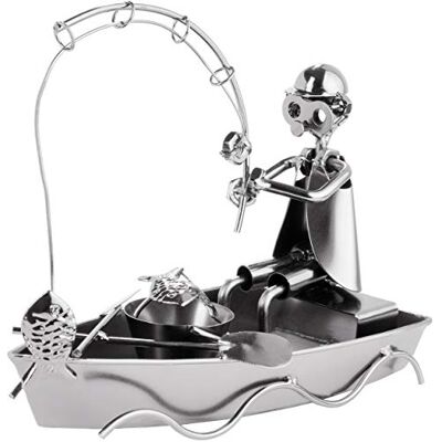 BRUBAKER Screwman Angler In Boat Figura de ferro feita à mão metal pesca figura de metal ideia de presente para pescadores e pescadores BRUBAKER Screwman Angler In Boat Figura de ferro feita à mão metal pesca figura de metal ideia de presente para pescadores e pescadores
