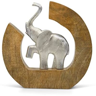 FeinKnick Escultura «Círculo da Vida» Figura Moderna Deco de Elefante Feita à Mão de Alumínio em Madeira de Manga Elefante Prateado de Metal de 24 cm de Altura Estátua FeinKnick Escultura «Círculo da Vida» Figura Moderna Deco de Elefante Feita à Mão de Alumínio em Madeira de Manga Elefante Prateado de Metal de 24 cm de Altura Estátua