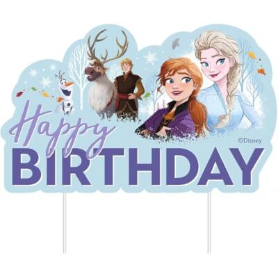 dekora , Cake Topper de Frozen Happy Birthday para bolo de aniversário infantil, decoração de festa temática Disney, adequado para contacto alimentar, silhueta de Elsa e anna de papel, 17,5 x 13 cm dekora , Cake Topper de Frozen Happy Birthday para bolo de aniversário infantil, decoração de festa temática Disney, adequado para contacto alimentar, silhueta de Elsa e anna de papel, 17,5 x 13 cm