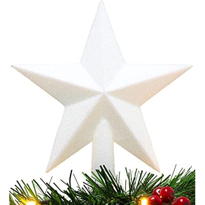 Christmas Concepts ® 20 cm Glitter Tree Topper ornamento para a ponta da árvore de Natal (branco) Christmas Concepts ® 20 cm Glitter Tree Topper ornamento para a ponta da árvore de Natal (branco)