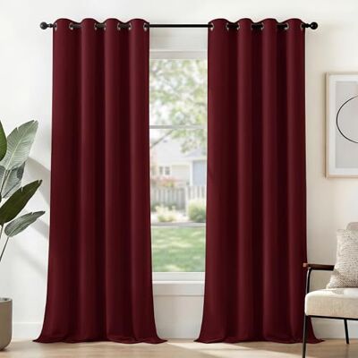 Deconovo - 2Pcs 117x229 cm - Vermelho escuro - Cortinas Deconovo - 2Pcs 117x229 cm - Vermelho escuro - Cortinas