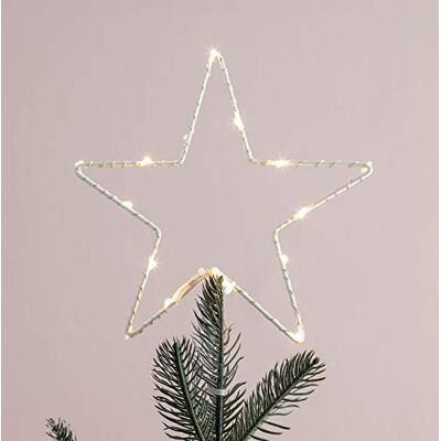 Lights4fun Decoração para copa de árvore de Natal em forma de estrela com microLED a pilhas Lights4fun Decoração para copa de árvore de Natal em forma de estrela com microLED a pilhas