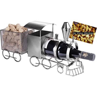 BRUBAKER Suporte para garrafas de vinho locomotiva escultura de metal suporte para garrafas, figura de metal de 42 cm presente de vinho para máquinas e fãs de ferroviário BRUBAKER Suporte para garrafas de vinho locomotiva escultura de metal suporte para garrafas, figura de metal de 42 cm presente de vinho para máquinas e fãs de ferroviário