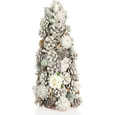 com-four ® Árvore de Natal decorativa árvore decorativa com cones e rosas de tecido ótima decoração de mesa ideal para a época do advento (40 cm com rosas brancas) Gran decoración de mesa ideal para la época de Adviento com-four ® Árvore de Natal decorativa árvore decorativa com cones e rosas de tecido ótima decoração de mesa ideal para a época do advento (40 cm com rosas brancas) Gran decoración de mesa ideal para la época de Adviento
