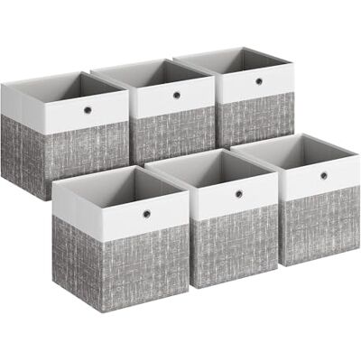 SONGMICS Caixas de armazenamento, conjunto de 6, dobrável, 33 x 33 x 33 cm Caixas organizadoras de PP, tecido, sem odores, cano cinzento, coleção TINA RFB433GM02 SONGMICS Caixas de armazenamento, conjunto de 6, dobrável, 33 x 33 x 33 cm Caixas organizadoras de PP, tecido, sem odores, cano cinzento, coleção TINA RFB433GM02