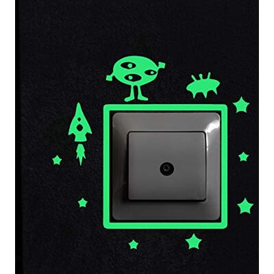NACNIC Marcianos 17x15 cm PVC fluorescentes no escuro Placas de parede NACNIC Marcianos 17x15 cm PVC fluorescentes no escuro Placas de parede