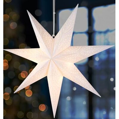 BRUBAKER 60 cm estrela de Natal de papel para pendurar estrela do advento LED para decoração natalícia estrela de papel 3D com função temporizador Iluminável com bateria branca BRUBAKER 60 cm estrela de Natal de papel para pendurar estrela do advento LED para decoração natalícia estrela de papel 3D com função temporizador Iluminável com bateria branca