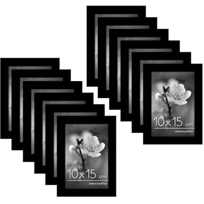 Americanflat Molduras para fotos de 10 x 15 cm em preto 12 unidades molduras de galeria 15 x 10 cm com cobertura de plástico resistente polido e pé para fotos de parede e mesa Americanflat Molduras para fotos de 10 x 15 cm em preto 12 unidades molduras de galeria 15 x 10 cm com cobertura de plástico resistente polido e pé para fotos de parede e mesa
