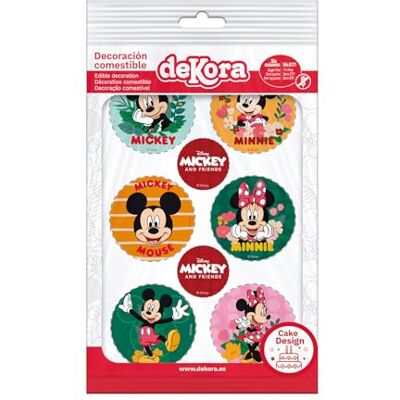 dekora Mini discos comestíveis Mickey e Minnie Mouse, 6 discos de 5,8 cm, decoração comestível para bolachas e bolos, papel comestível para pastelaria dekora Mini discos comestíveis Mickey e Minnie Mouse, 6 discos de 5,8 cm, decoração comestível para bolachas e bolos, papel comestível para pastelaria