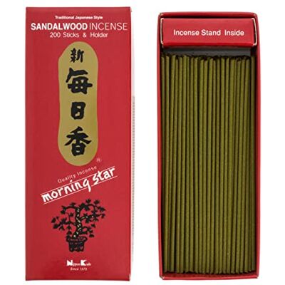 nippon kodo Incenso Morning Star Sândalo, incenso de estilo japonês de 200 barras, inclui incensário, 200 unidades, 1 nippon kodo Incenso Morning Star Sândalo, incenso de estilo japonês de 200 barras, inclui incensário, 200 unidades, 1