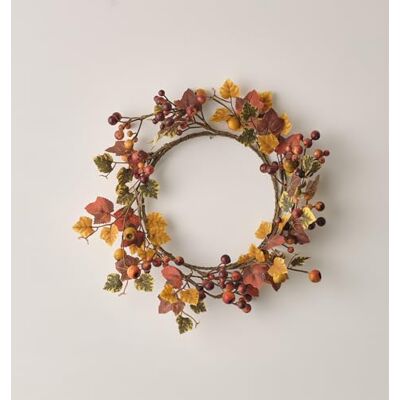 Lights4fun Coroa outono com folhas de ácer e bagas artificiais de 40 cm para porta de entrada decoração de interiores Lights4fun Coroa outono com folhas de ácer e bagas artificiais de 40 cm para porta de entrada decoração de interiores