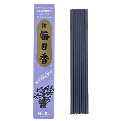 nippon kodo Incenso Morning Star Lavanda, incenso de estilo japonês de 50 barras, inclui incensário nippon kodo Incenso Morning Star Lavanda, incenso de estilo japonês de 50 barras, inclui incensário