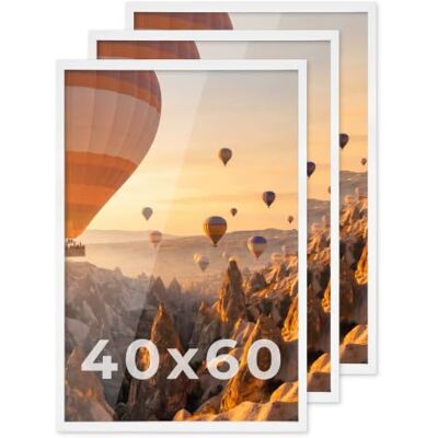 PHOTOLINI Molduras 40x60 cm branco madeira MDF, conjunto de 3 molduras para pósteres, vidro acrílico, para pendurar, inclui acessórios para fotos, folhas e pósteres PHOTOLINI Molduras 40x60 cm branco madeira MDF, conjunto de 3 molduras para pósteres, vidro acrílico, para pendurar, inclui acessórios para fotos, folhas e pósteres