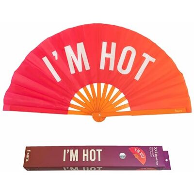 Fisura – Leque Dobrável Grande "I'm Hot". Leque Original com Mensagem Grande, Rosa XXL. Acessório Dobrável de Madeira para Festas. 64 x 33 cm. Fisura – Leque Dobrável Grande "I'm Hot". Leque Original com Mensagem Grande, Rosa XXL. Acessório Dobrável de Madeira para Festas. 64 x 33 cm.