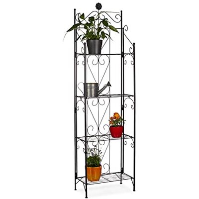 Relaxdays Prateleira vasos 4 saias dobráveis, metal, preto, 157 x 44 x 24 cm Relaxdays Prateleira vasos 4 saias dobráveis, metal, preto, 157 x 44 x 24 cm