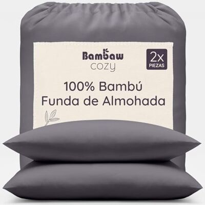 Bambaw Capa de Almofada 60x40 cm Bambu, Pack de 2, Fronhas Respiráveis Antibacterianas, Fronhas Hipoalergênicas, Refrescantes e Antirrugas, Capa Anti-ácaros para Almofada (Antracite) Bambaw Capa de Almofada 60x40 cm Bambu, Pack de 2, Fronhas Respiráveis Antibacterianas, Fronhas Hipoalergênicas, Refrescantes e Antirrugas, Capa Anti-ácaros para Almofada (Antracite)
