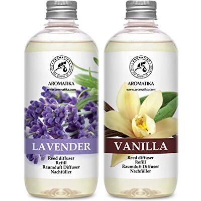 Trust Conjunto de recarga para difusor com óleo essencial Vanille 500 ml e lavanda 500 ml, enchimento difusor difusor aromático, ambientador, fragrância para quarto, difusor perfumado Trust Conjunto de recarga para difusor com óleo essencial Vanille 500 ml e lavanda 500 ml, enchimento difusor difusor aromático, ambientador, fragrância para quarto, difusor perfumado