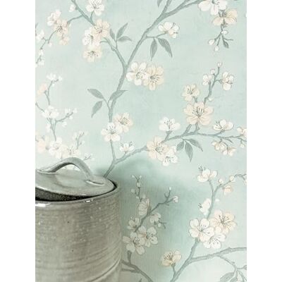 Newroom Papel de parede azul flores de cerejeira para quarto não tecido ramos florescentes mate com textura têxtil fina, papel de parede floral, tnt, salão, hall de entrada, japandi Newroom Papel de parede azul flores de cerejeira para quarto não tecido ramos florescentes mate com textura têxtil fina, papel de parede floral, tnt, salão, hall de entrada, japandi