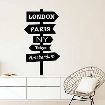 Ambiance Sticker Adesivo decorativo para parede, design de cidades, 100 x 55 cm, cor preta Ambiance Sticker Adesivo decorativo para parede, design de cidades, 100 x 55 cm, cor preta