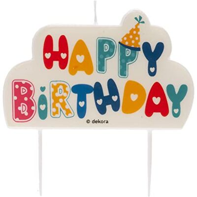 dekora Velas de aniversário originais, vela Happy Birthday decoração de aniversário com letras decorativas, 10 x 6 cm dekora Velas de aniversário originais, vela Happy Birthday decoração de aniversário com letras decorativas, 10 x 6 cm