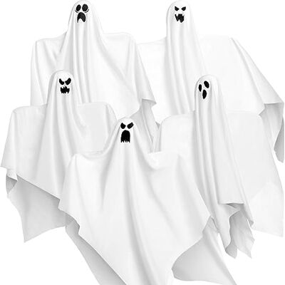 JOYIN Fantasmas pendentes de Halloween 45 cm (5 pacotes) para decoração de festa de Halloween, lindo fantasma voador para pendurar JOYIN Fantasmas pendentes de Halloween 45 cm (5 pacotes) para decoração de festa de Halloween, lindo fantasma voador para pendurar