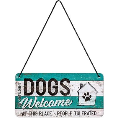 , Cartaz suspenso retro, cães welcome – ideia de presente para os donos de cães, metálico, design vintage para decoração, 10 x 20 cm , Cartaz suspenso retro, cães welcome – ideia de presente para os donos de cães, metálico, design vintage para decoração, 10 x 20 cm
