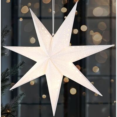 BRUBAKER Estrela de Natal 3D para pendurar estrela de papel LED com temporizador estrela do advento de 60 cm com design moderno funciona com pilhas decoração natalícia branca BRUBAKER Estrela de Natal 3D para pendurar estrela de papel LED com temporizador estrela do advento de 60 cm com design moderno funciona com pilhas decoração natalícia branca
