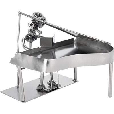 BRUBAKER Figura de pianista de parafuso com piano de cauda, ferro artesanal, pianista de metal, decoração musical, presente para músico BRUBAKER Figura de pianista de parafuso com piano de cauda, ferro artesanal, pianista de metal, decoração musical, presente para músico