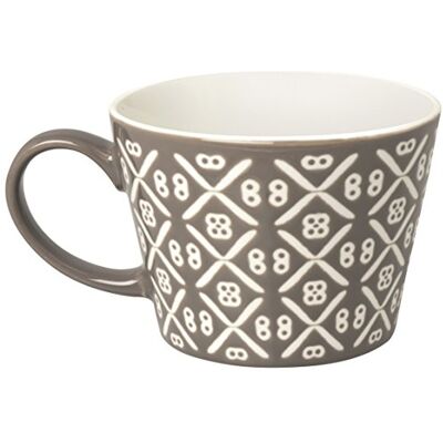 Excelsa etnika Caneca jumbo 415 ml, porcelana, cinzento, 11 x 11 x 8 cm Excelsa etnika Caneca jumbo 415 ml, porcelana, cinzento, 11 x 11 x 8 cm