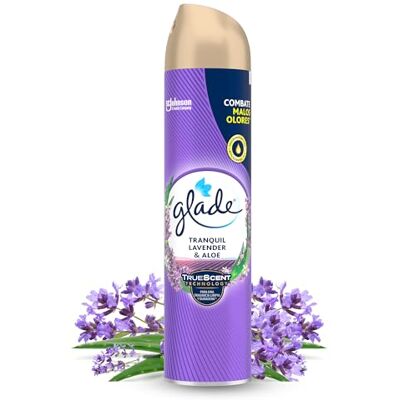 Glade Ambientador de spray de lavanda, combate maus odores, com óleos essenciais, 1 aerossol Glade Ambientador de spray de lavanda, combate maus odores, com óleos essenciais, 1 aerossol