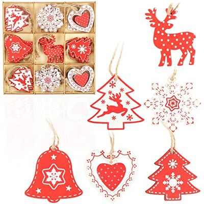 com-four ® 27 peças conjunto de pendentes de madeira para decoração Ornamentos para decoração de árvore de Natal com-four ® 27 peças conjunto de pendentes de madeira para decoração Ornamentos para decoração de árvore de Natal