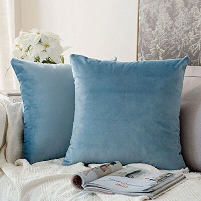 MIULEE - Funda de almofada veludo - Azul - 40x40cm - Funda de almofada MIULEE - Funda de almofada veludo - Azul - 40x40cm - Funda de almofada