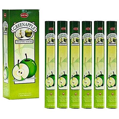 HEM Embalagem de 6 varetas de 20 varas de maçã verde, caixa de seis tubos de 20 varetas, 120 varetas no total – incenso bainha HEM Embalagem de 6 varetas de 20 varas de maçã verde, caixa de seis tubos de 20 varetas, 120 varetas no total – incenso bainha
