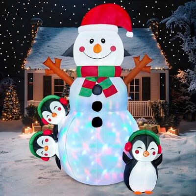Joiedomi Decoração insuflável para exteriores com boneco de neve natalício de 6 pés com luzes LED integradas, boneco de neve insuflável em forma de pinguim para festas de Natal Joiedomi Decoração insuflável para exteriores com boneco de neve natalício de 6 pés com luzes LED integradas, boneco de neve insuflável em forma de pinguim para festas de Natal