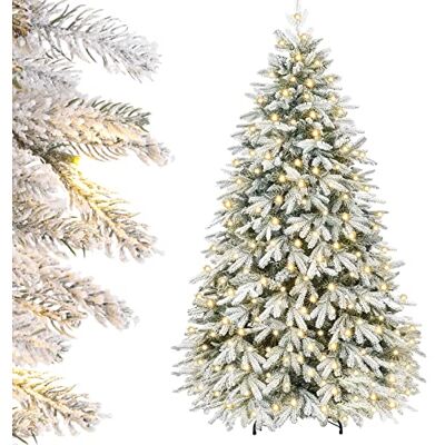 YORBAY Árvore de Natal artificial, com luzes LED e flocos de neve, decoração natalícia, suporte em metal (210 cm) YORBAY Árvore de Natal artificial, com luzes LED e flocos de neve, decoração natalícia, suporte em metal (210 cm)