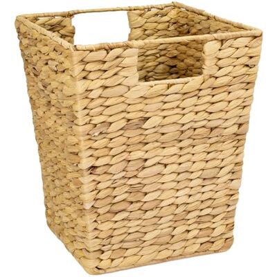 HMF Papeleira de secretária decorativa para escritório e lar, cesta de armazenamento trançada de junco com 2 alças quadrado 25 x 25 x 30 cm HMF Papeleira de secretária decorativa para escritório e lar, cesta de armazenamento trançada de junco com 2 alças quadrado 25 x 25 x 30 cm