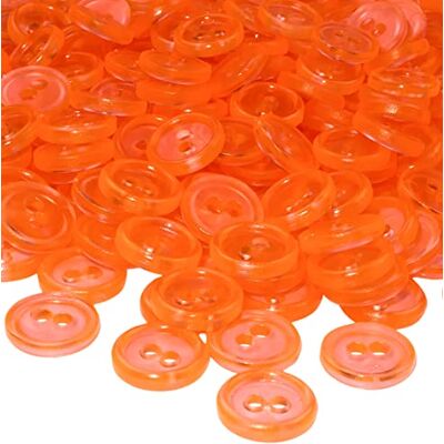 AERZETIX Conjunto de 100 botões redondos para costura Ø 11,5 x 2,2 mm com 2 orifícios diâmetro de abertura 2 mm cor laranja néon transparente em plástico decoração costura merciária AERZETIX Conjunto de 100 botões redondos para costura Ø 11,5 x 2,2 mm com 2 orifícios diâmetro de abertura 2 mm cor laranja néon transparente em plástico decoração costura merciária