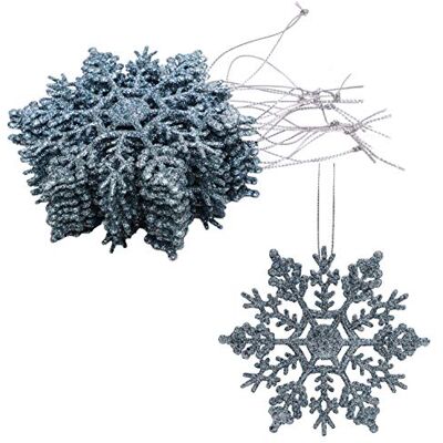 Christmas Concepts ® Pacote de decorações pendentes de flocos de neve com brilho de 12 10 cm (4 pol.) decorações de Natal (azul gelo) Christmas Concepts ® Pacote de decorações pendentes de flocos de neve com brilho de 12 10 cm (4 pol.) decorações de Natal (azul gelo)