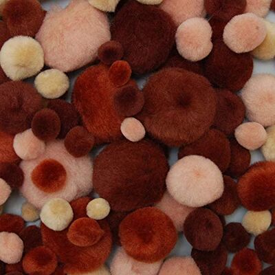 Creative Pompons sortidos, tecido, castanho, tamanho único, 100 Creative Pompons sortidos, tecido, castanho, tamanho único, 100