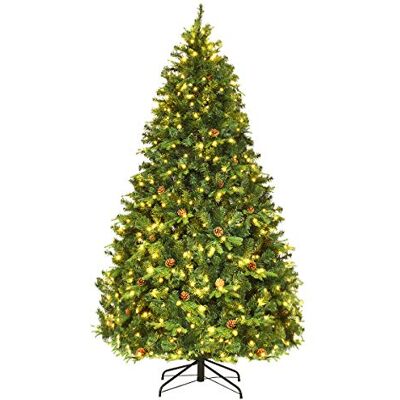 COSTWAY Árvore de Natal Artificial Verde 210cm, Árvore de Natal com 460 Luzes Incorporadas Suporte de Metal, 61 Cones de Pinheiro, PVC e PE, Árvore de Natal Casa Festa Interior (210 cm) Soporte de Metal, 61 Conos de Pino, PVC y PE, Arvore de Natal Hogar COSTWAY Árvore de Natal Artificial Verde 210cm, Árvore de Natal com 460 Luzes Incorporadas Suporte de Metal, 61 Cones de Pinheiro, PVC e PE, Árvore de Natal Casa Festa Interior (210 cm) Soporte de Metal, 61 Conos de Pino, PVC y PE, Arvore de Natal Hogar