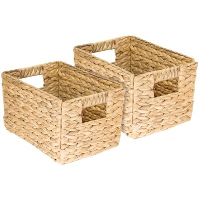 HMF cesta de armazenamento, cesta dobrável trançada de junco marinho conjunto de 2 peças tamanho M 32 x 23 x 20 cm HMF cesta de armazenamento, cesta dobrável trançada de junco marinho conjunto de 2 peças tamanho M 32 x 23 x 20 cm