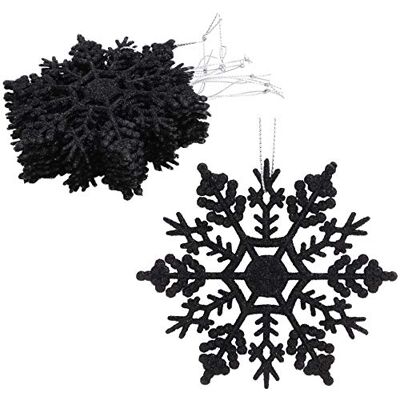Christmas Concepts ® Pacote de decorações pendentes de flocos de neve com brilho de 12 10 cm (4 pol.) decorações de Natal ... (preto) Christmas Concepts ® Pacote de decorações pendentes de flocos de neve com brilho de 12 10 cm (4 pol.) decorações de Natal ... (preto)