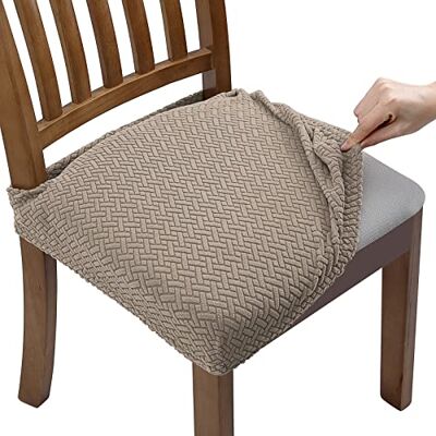 Fuloon Capas para Cadeiras de Sala de Jantar, Capas para Cadeiras Ajustáveis, Pack de 4 Capas Protetoras para Cadeiras Elásticas, Capas para Assento de Cadeira Laváveis para Sala de Jantar Fuloon Capas para Cadeiras de Sala de Jantar, Capas para Cadeiras Ajustáveis, Pack de 4 Capas Protetoras para Cadeiras Elásticas, Capas para Assento de Cadeira Laváveis para Sala de Jantar